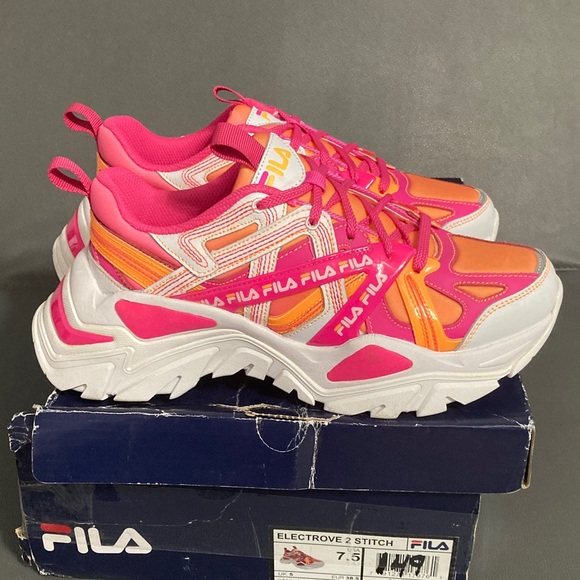 Fila Vibrant Pink and Orange Sneakers - Picture 1 of 7